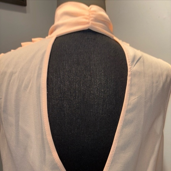 Enchanting Sleeveless Draped Wrapped Blouse Elastic Waist Open Back SzS peach - Picture 4 of 9